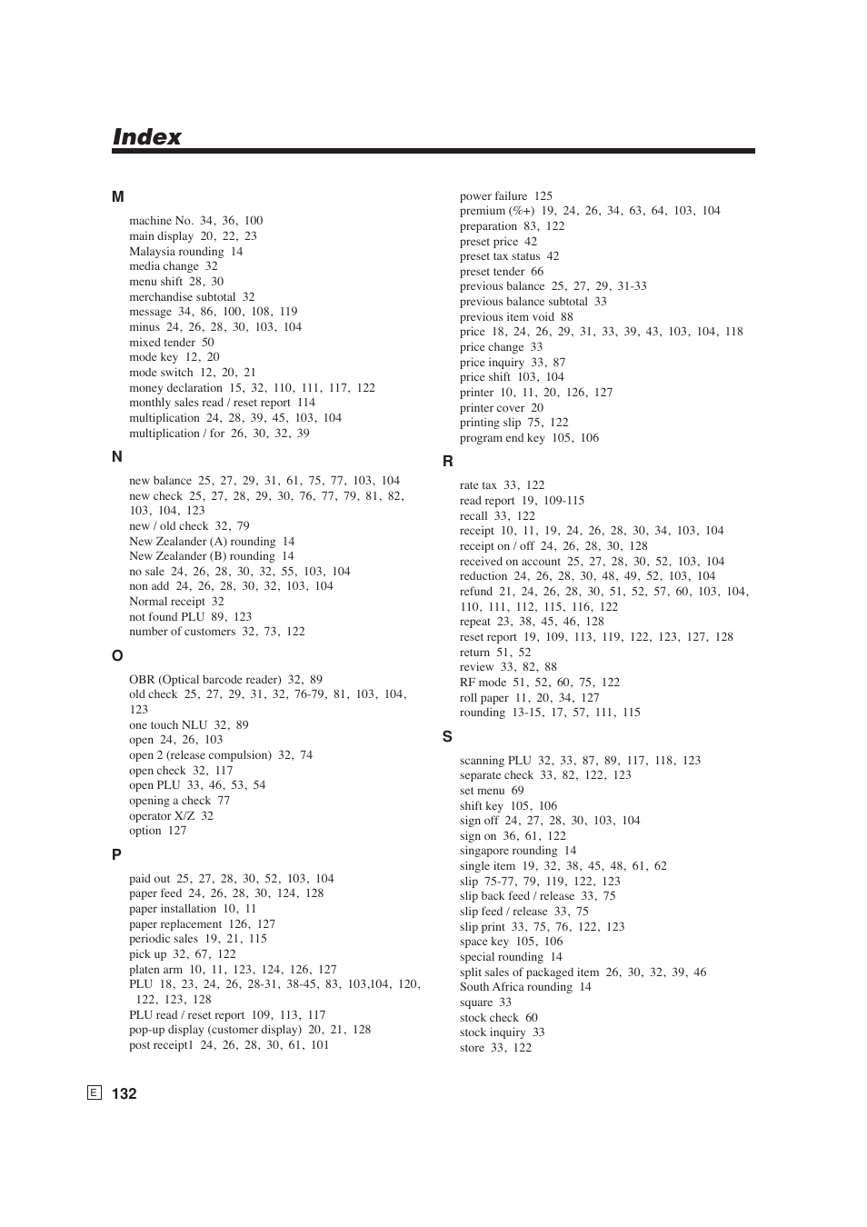 Index | Casio SE-S6000 User Manual | Page 133 / 134