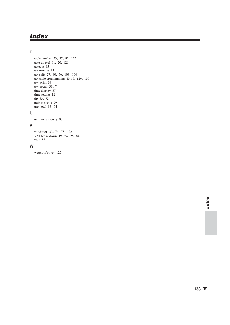 Index | Casio SE-S6000 User Manual | Page 134 / 134