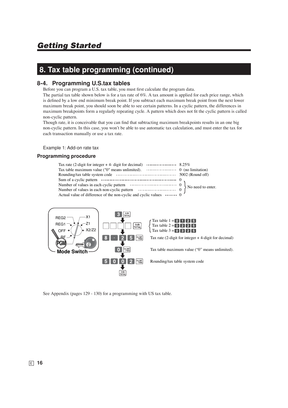 4. programming u.s.tax tables | Casio SE-S6000 User Manual | Page 17 / 134