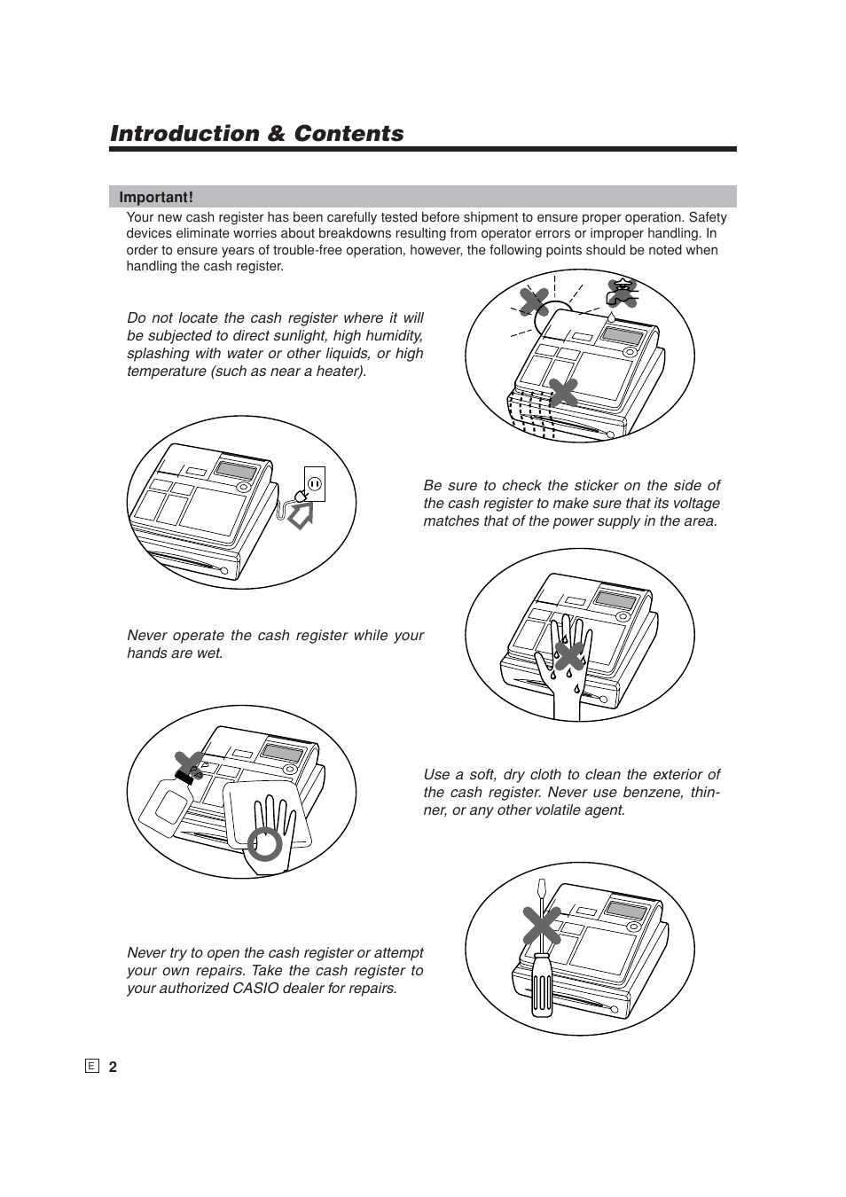 Introduction & contents | Casio SE-S6000 User Manual | Page 3 / 134