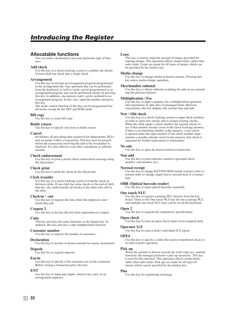 Introducing the register, Allocatable functions | Casio SE-S6000 User Manual | Page 33 / 134