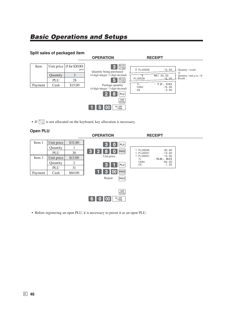 Basic operations and setups | Casio SE-S6000 User Manual | Page 47 / 134