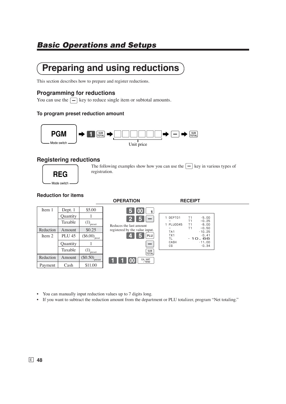 Preparing and using reductions, Basic operations and setups | Casio SE-S6000 User Manual | Page 49 / 134