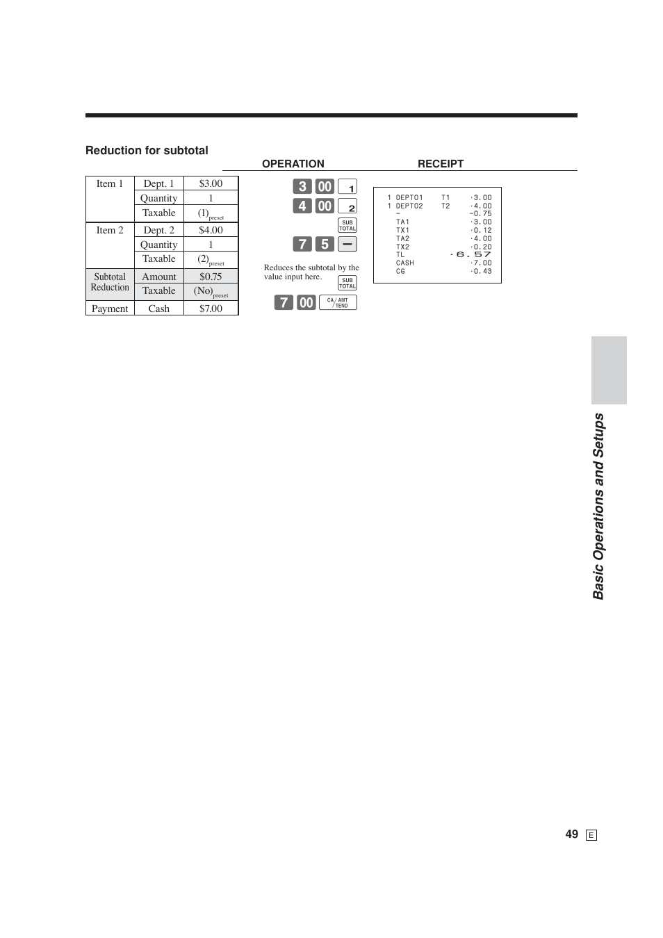 Basic operations and setups, ! 4- " s 75 m s 7- f | Casio SE-S6000 User Manual | Page 50 / 134