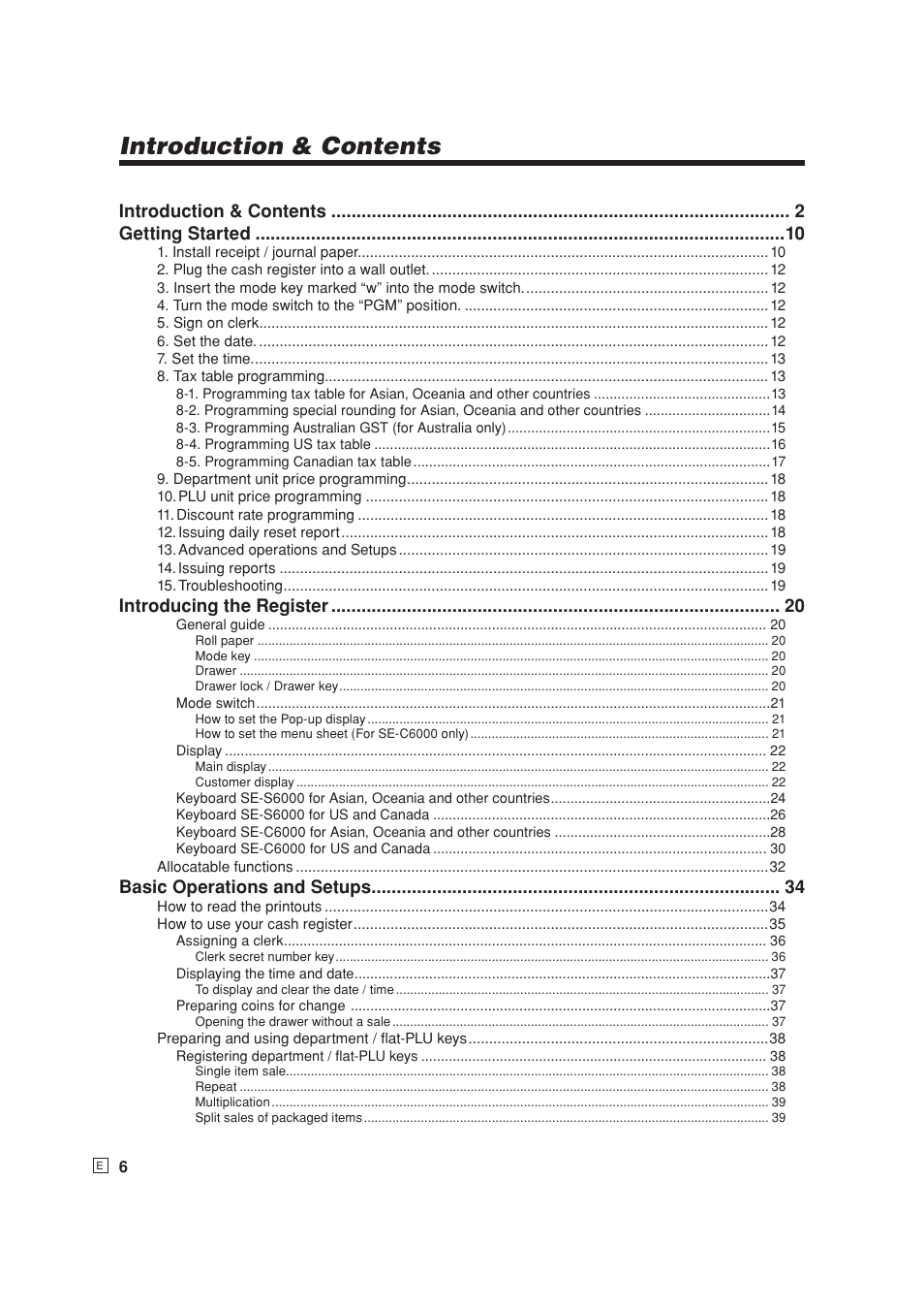 Introduction & contents | Casio SE-S6000 User Manual | Page 7 / 134