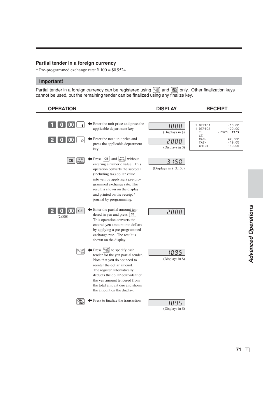 Ad v anced operations, ! 20- " es 20- e a k | Casio SE-S6000 User Manual | Page 72 / 134