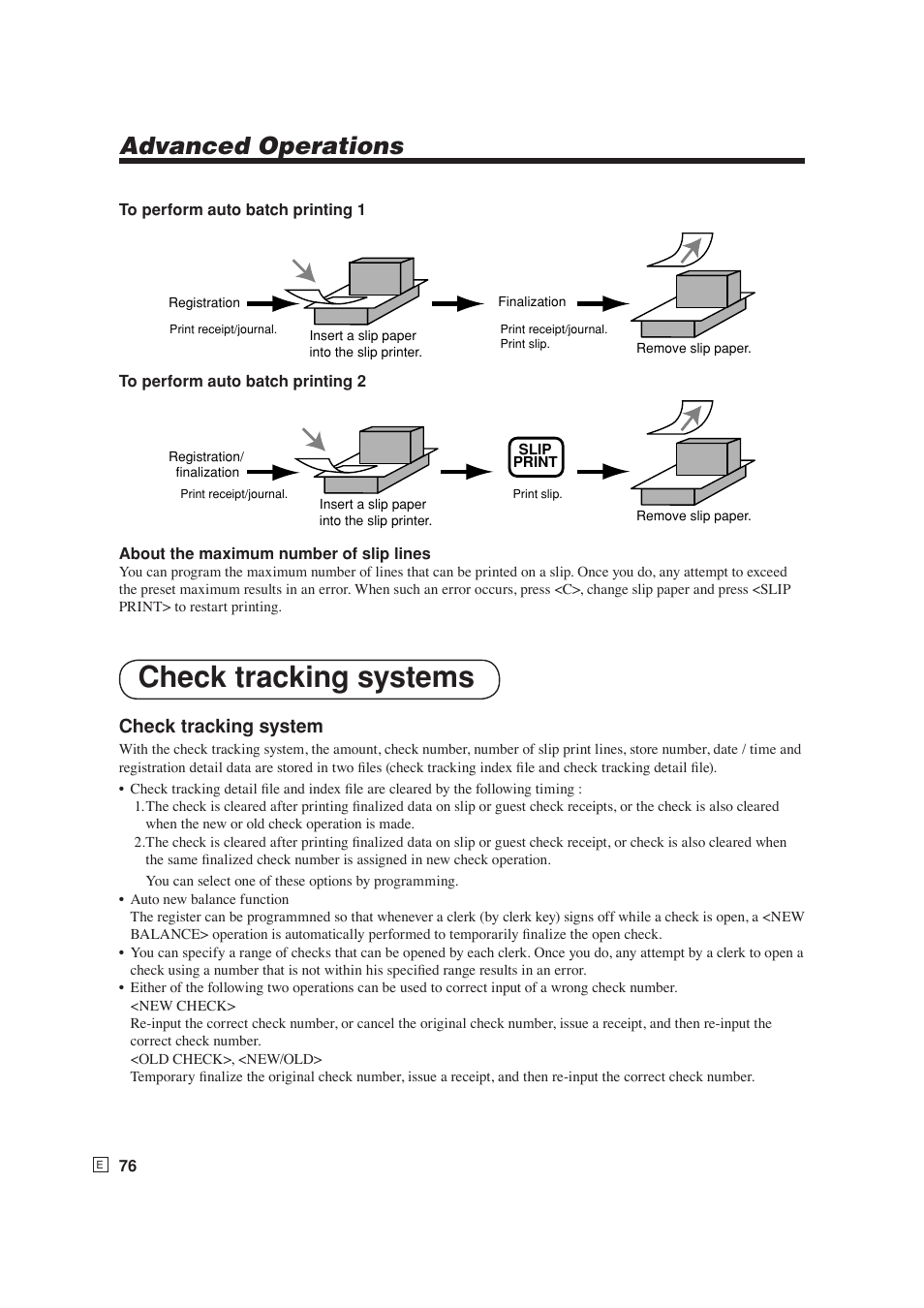 Check tracking systems, Advanced operations, Check tracking system | Casio SE-S6000 User Manual | Page 77 / 134