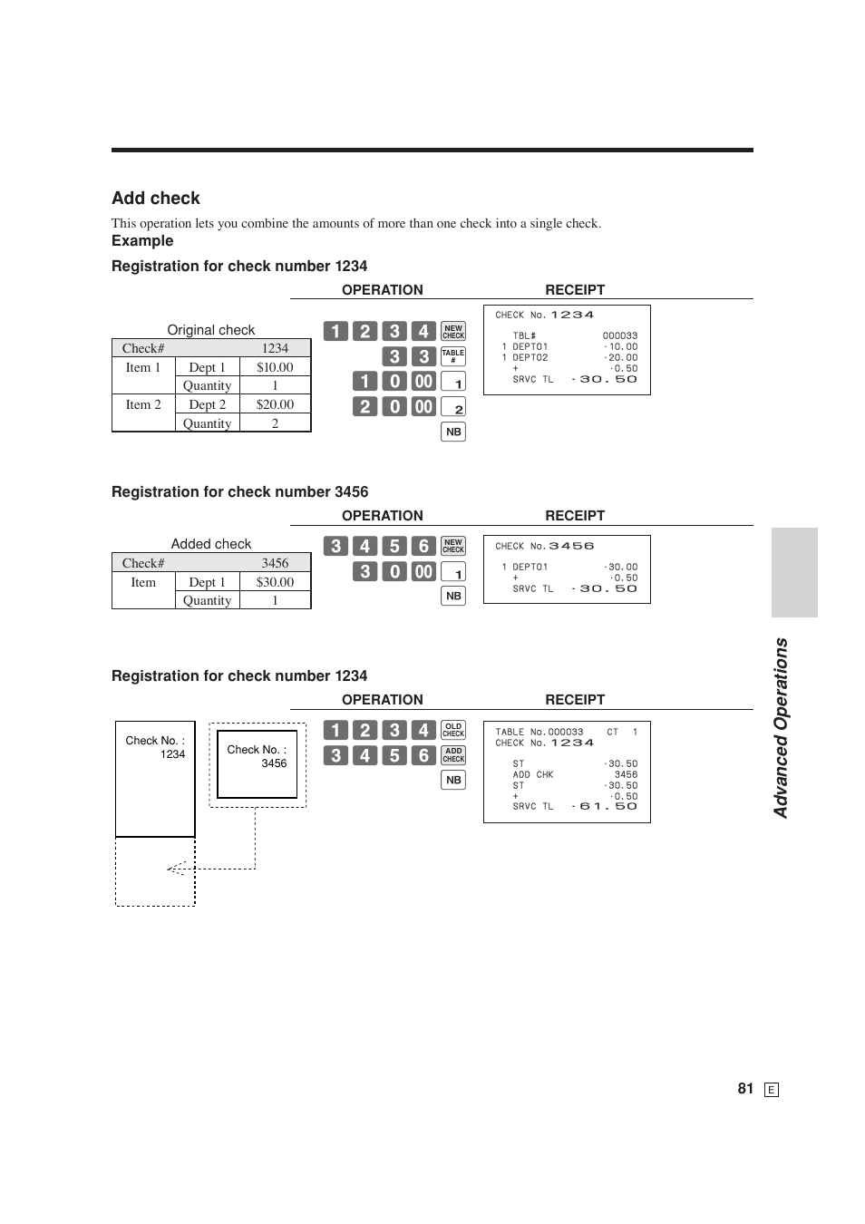 Ad v anced operations, Add check | Casio SE-S6000 User Manual | Page 82 / 134