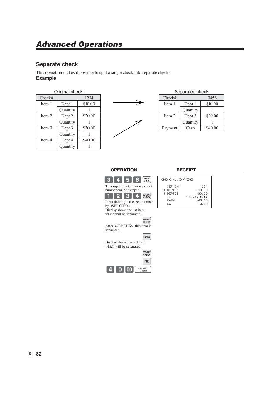 Advanced operations, Separate check | Casio SE-S6000 User Manual | Page 83 / 134