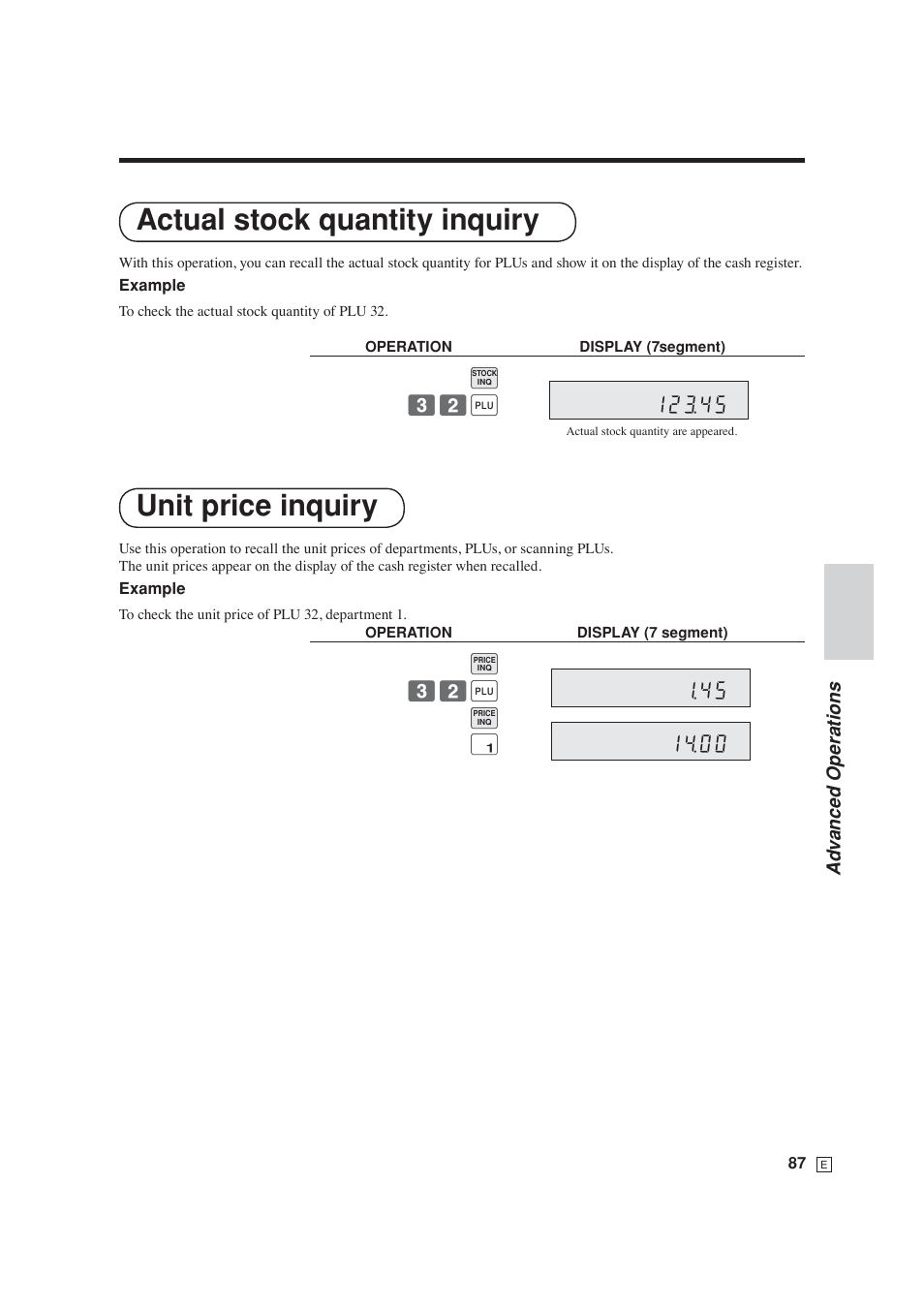 Actual stock quantity inquiry, Unit price inquiry | Casio SE-S6000 User Manual | Page 88 / 134