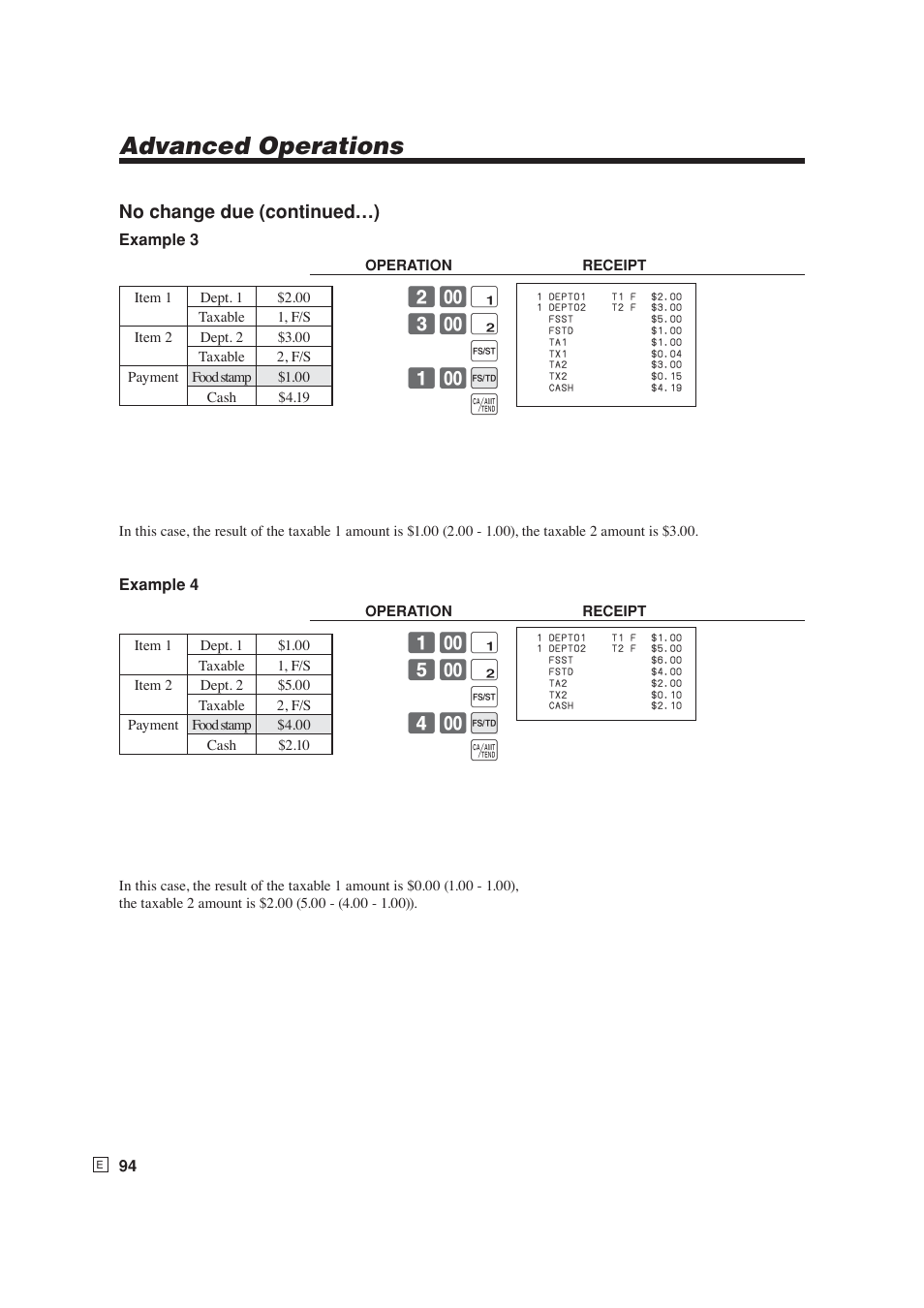 Advanced operations, No change due (continued…), ! 3- " j 1- i a | ! 5- " j 4- i a | Casio SE-S6000 User Manual | Page 95 / 134