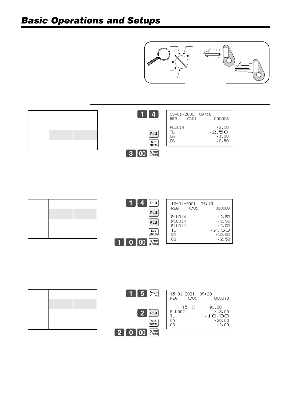 Basic operations and setups, Registering plus, 14 + s 3- a | 14 + + + s 10- a | Casio TK-810 User Manual | Page 32 / 116