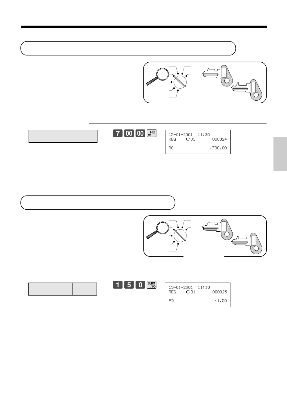 Registering money received on account, Registering money paid out, Basic operations and setups | 150 i | Casio TK-810 User Manual | Page 43 / 116