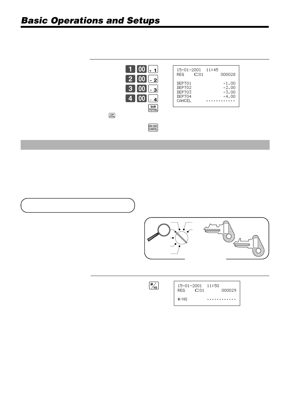No sale registration, Basic operations and setups, & 2- ' 3- ( 4- ) s e | Casio TK-810 User Manual | Page 46 / 116