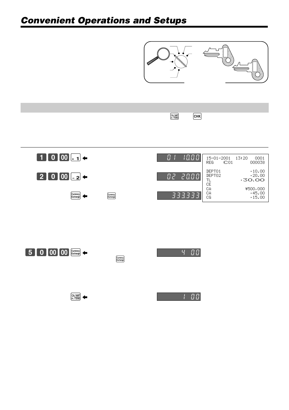 Convenient operations and setups, Registering foreign currency, & 20- ' q 50-- q a | Casio TK-810 User Manual | Page 74 / 116