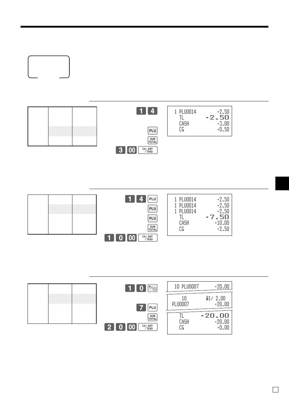 Basic operations and setups, Registering plus, 14 + s 3- f | 14 + + + s 10- f | Casio TK-3200 User Manual | Page 41 / 118