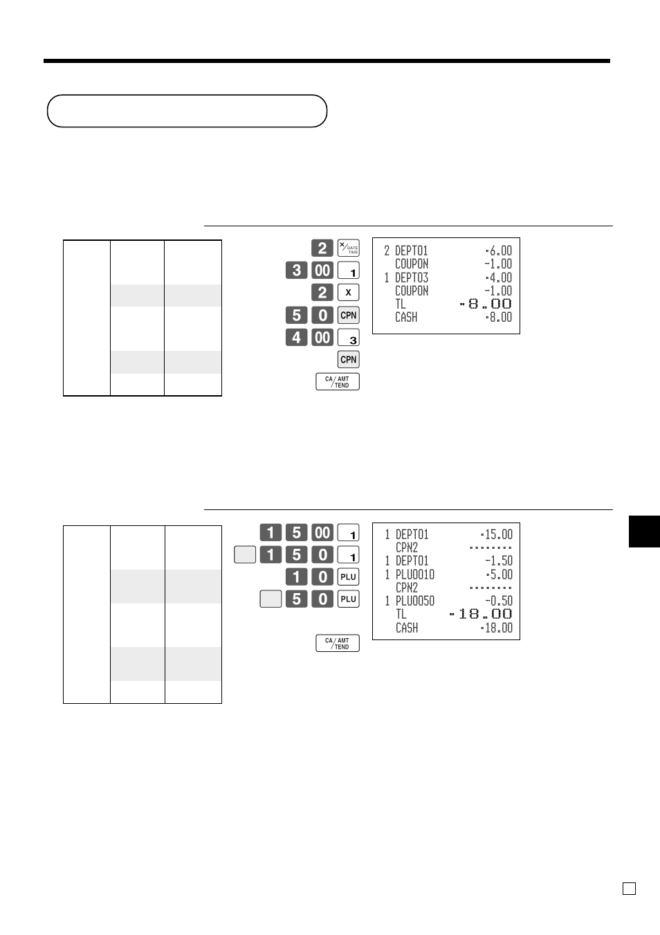 Coupon transactions, Ad v anced operations, Coupon registration using <coupon> (coupon key) | Casio TK-3200 User Manual | Page 61 / 118