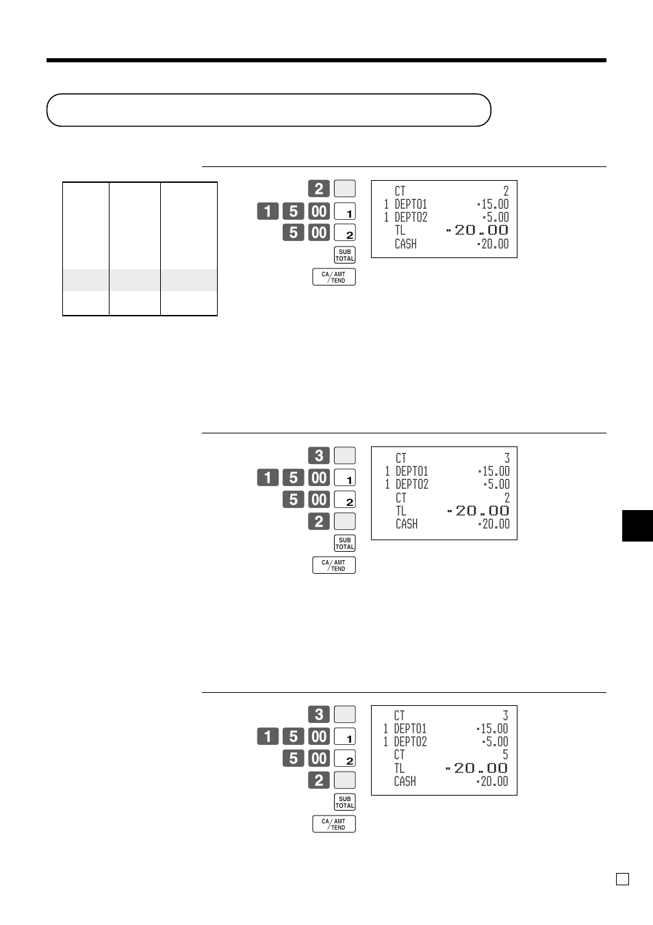 Inputting the number of customers, Ad v anced operations, 2b 15- ! 5- " s f | Casio TK-3200 User Manual | Page 69 / 118