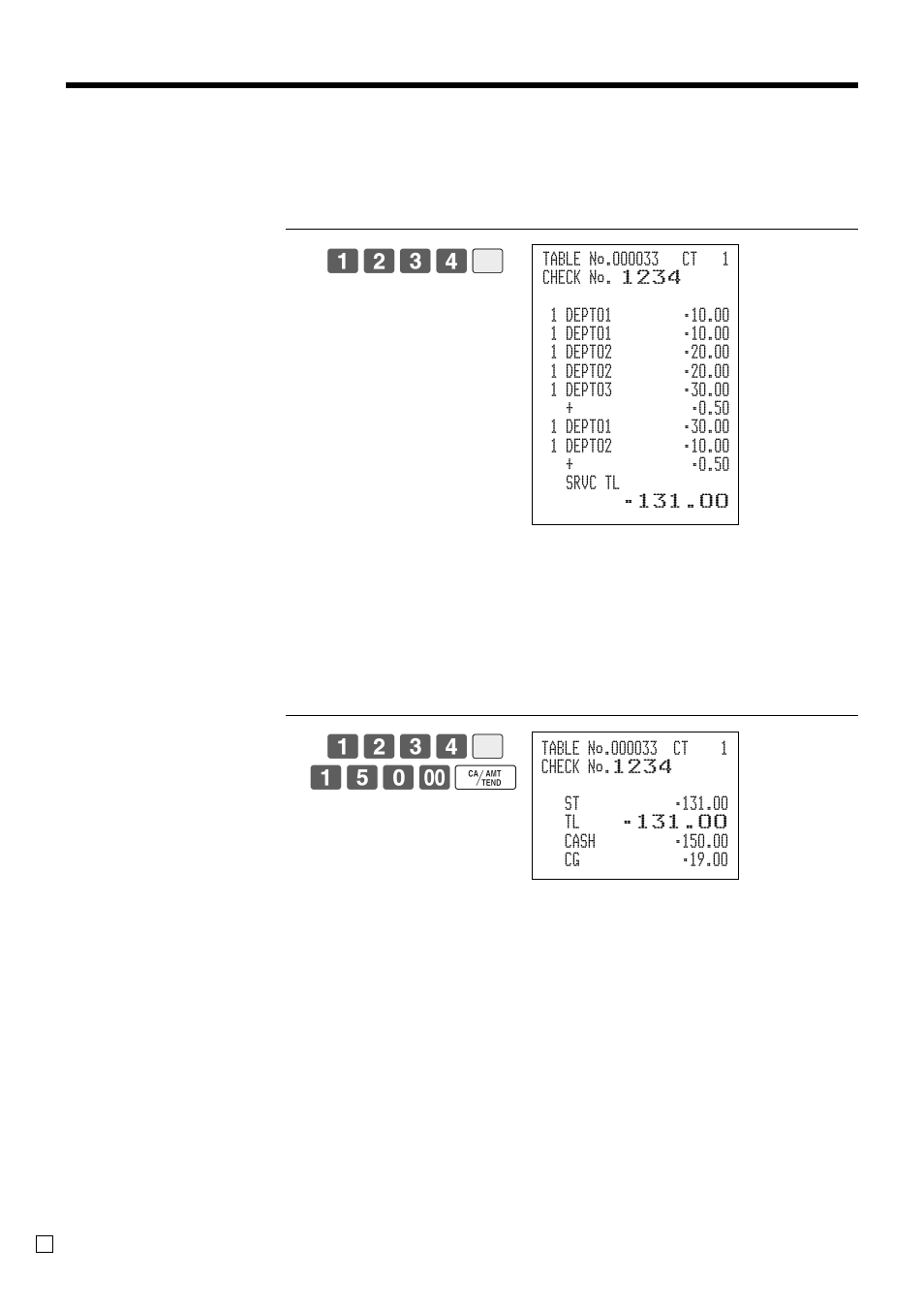 Advanced operations, 1234 b, Issuing a guest receipt | Casio TK-3200 User Manual | Page 74 / 118