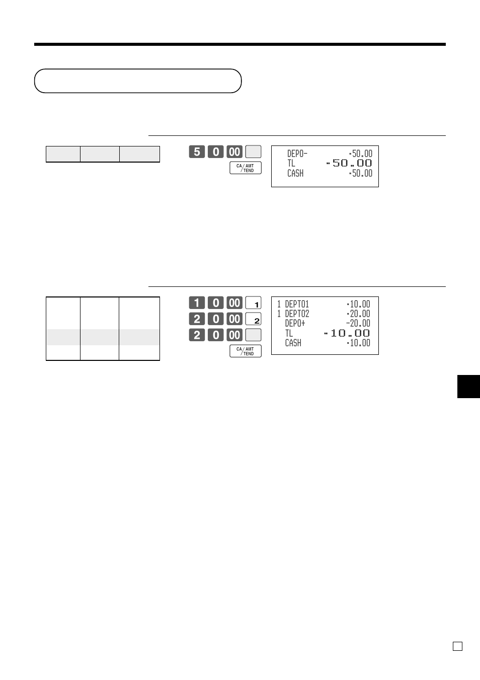 Deposit registrations, Ad v anced operations, ! 20- " 20- b f | Casio TK-3200 User Manual | Page 81 / 118