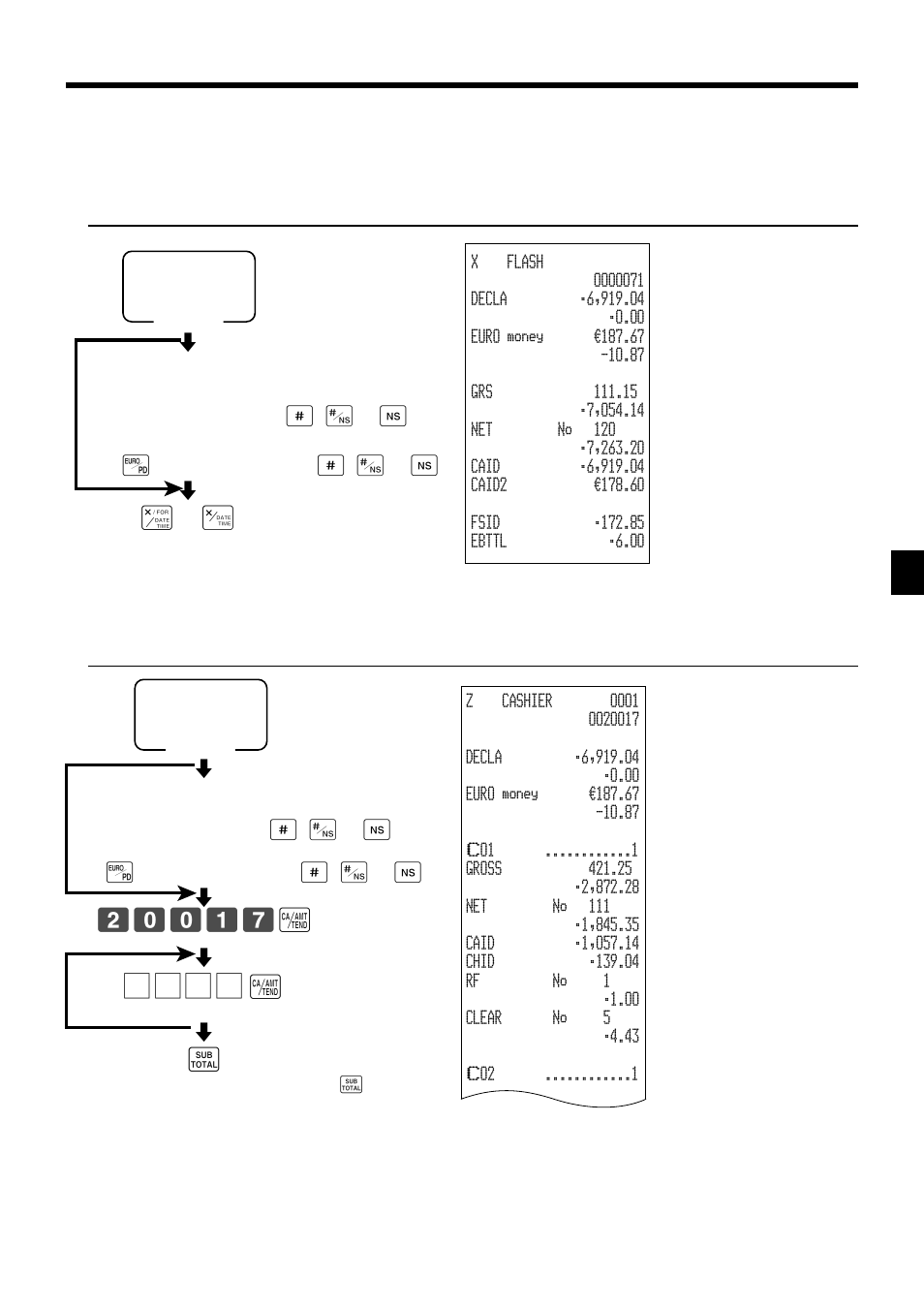 X1/z1, Advanced operations, Xto print the individual clerk read/reset report | Casio TK-7000 User Manual | Page 103 / 132