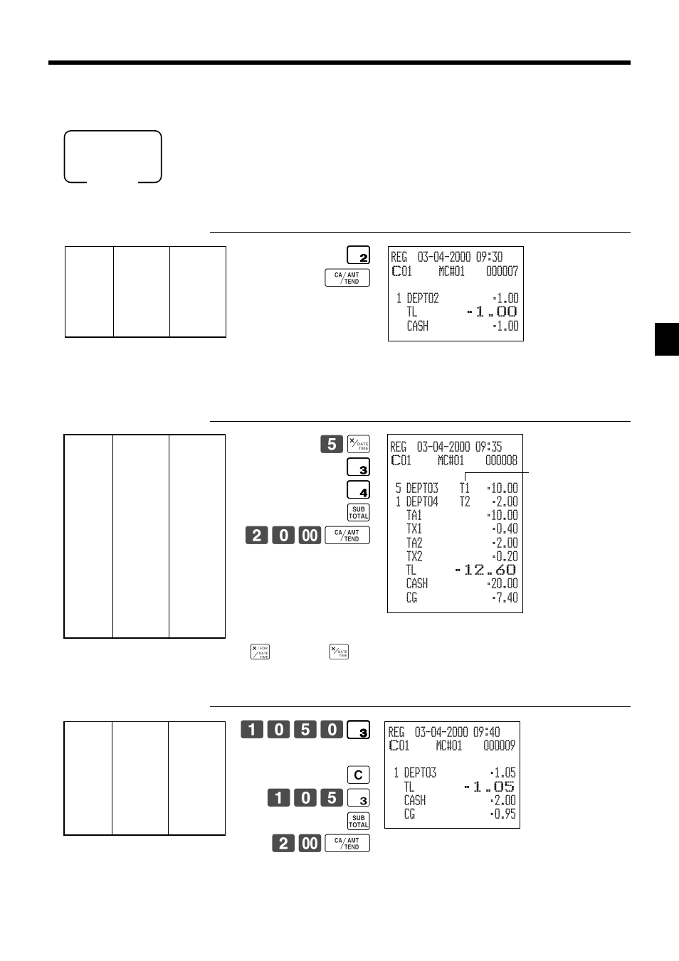 Basic operations and setups, 5x # # # # # $ $ $ $ $ s 20- f | Casio TK-7000 User Manual | Page 35 / 132