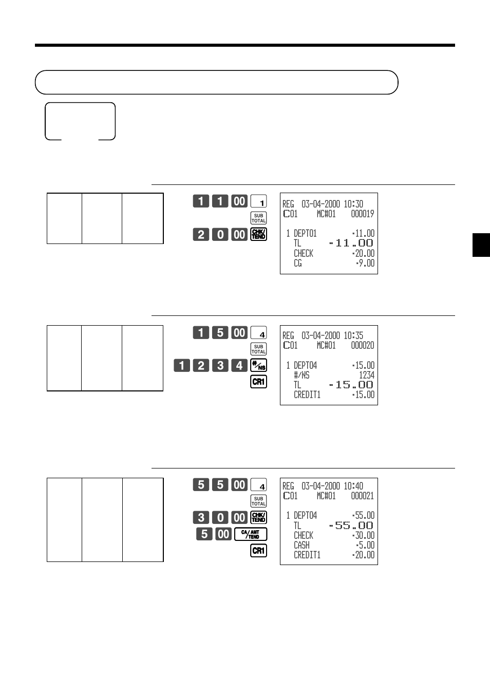 Registering credit and check payments | Casio TK-7000 User Manual | Page 43 / 132