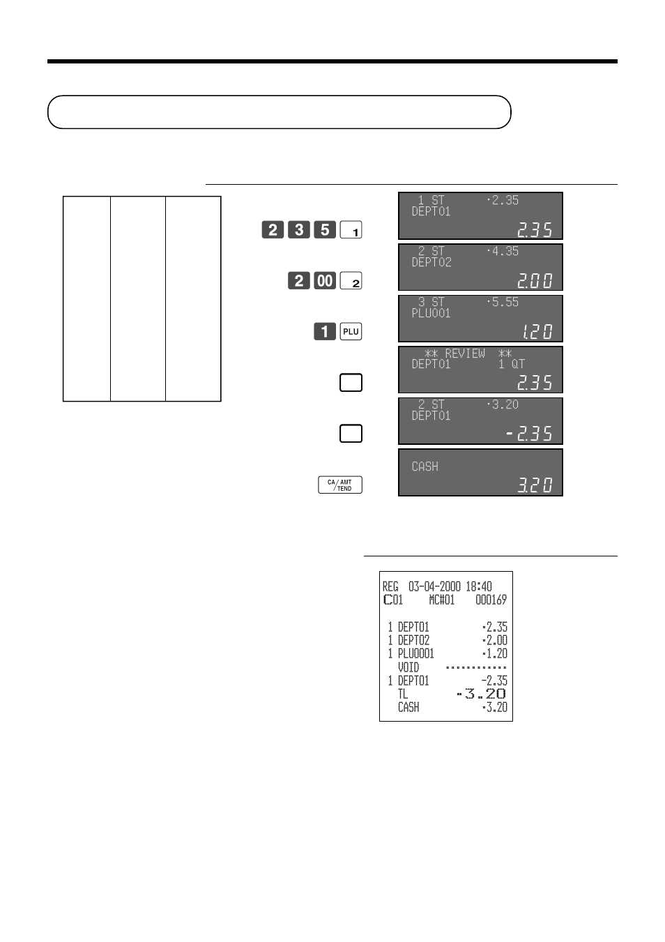 Previous item void using <review, Advanced operations | Casio TK-7000 User Manual | Page 92 / 132