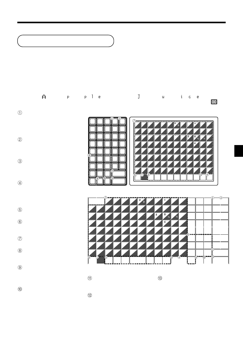 Entering characters, Advanced operations, Using character keyboard | 1 shift key, 2 left cursor key, 3 right cursor key, 4 double size letter key, 5 space key, 6 cap key, 7 alphabet keys | Casio TK-7000 User Manual | Page 99 / 132