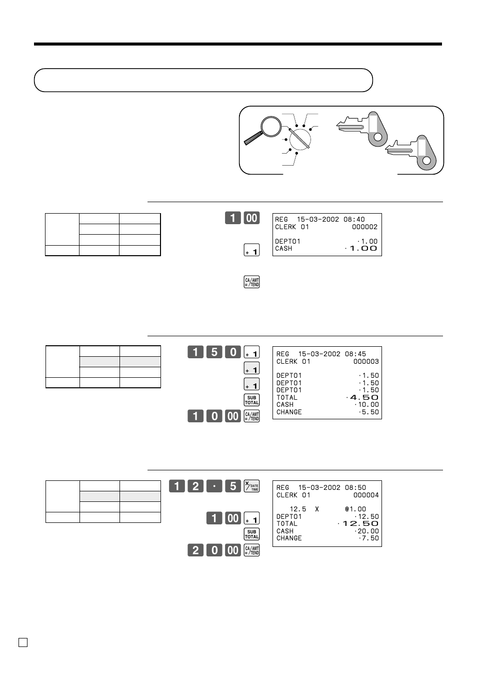 Preparing and using department keys, Basic operations and setups, Registering department keys | Casio TK-T200 User Manual | Page 26 / 104