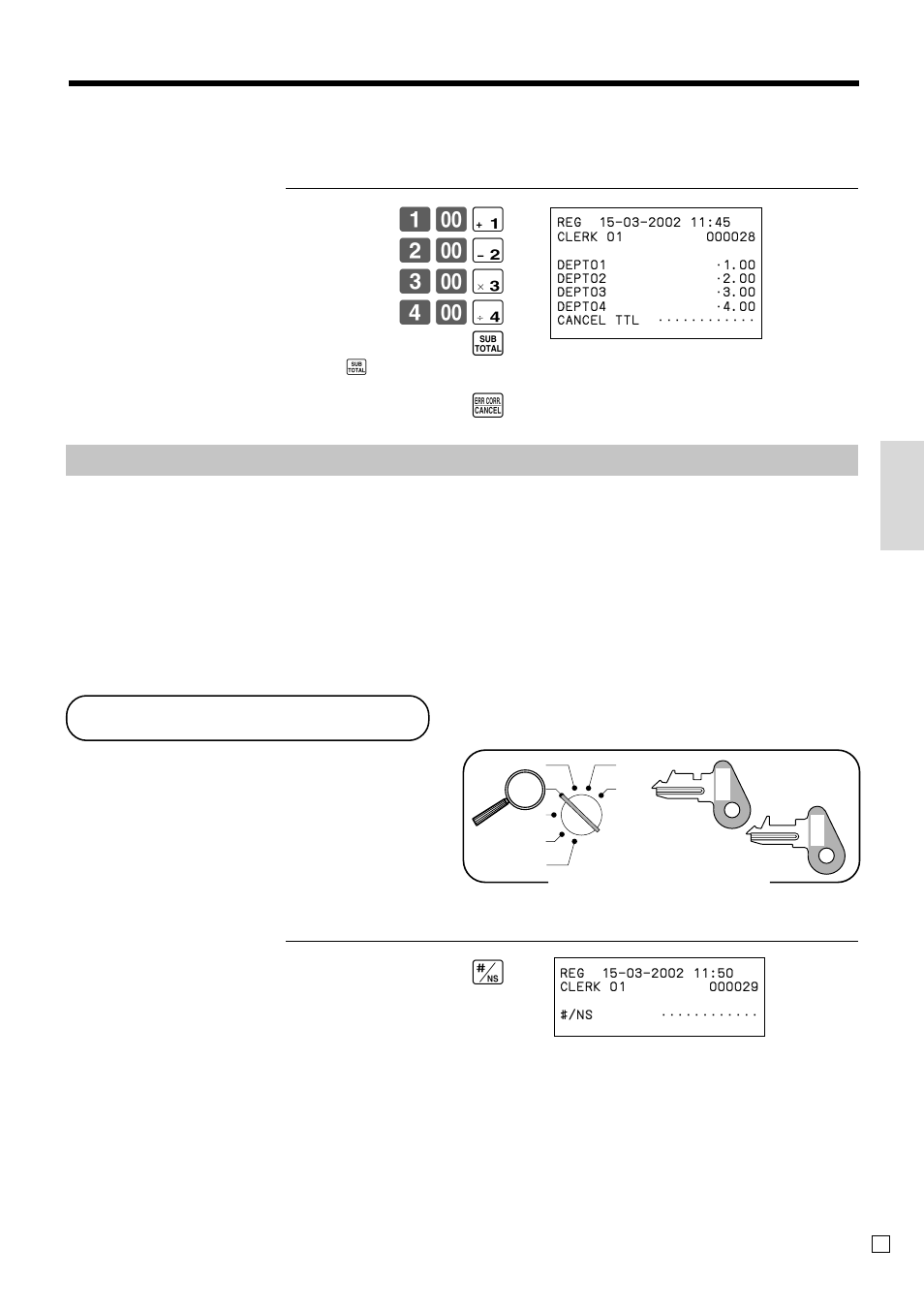 No sale registration, Basic operations and setups, & 2- ' 3- ( 4- ) s e | Casio TK-T200 User Manual | Page 43 / 104