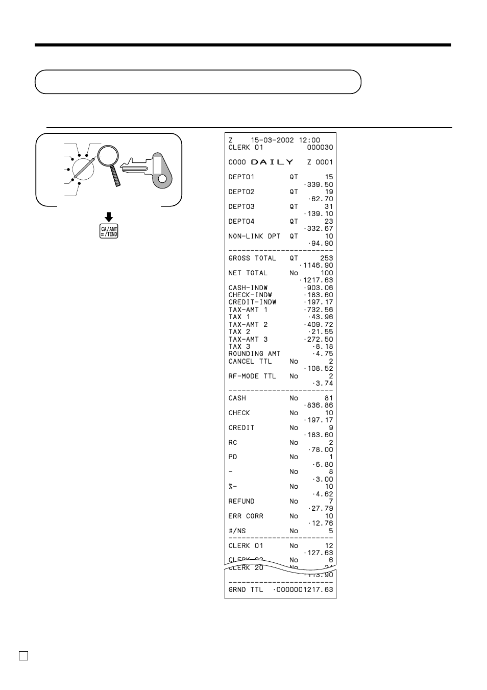 Printing the daily sales reset report, Basic operations and setups, Mode switch | These items can be skipped by programming | Casio TK-T200 User Manual | Page 44 / 104