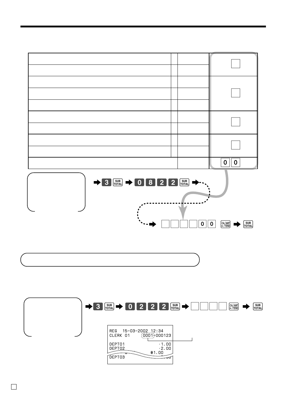 Setting a store/machine number, Convenient operations and setups, A6 s | Programming read/reset report printing control | Casio TK-T200 User Manual | Page 48 / 104
