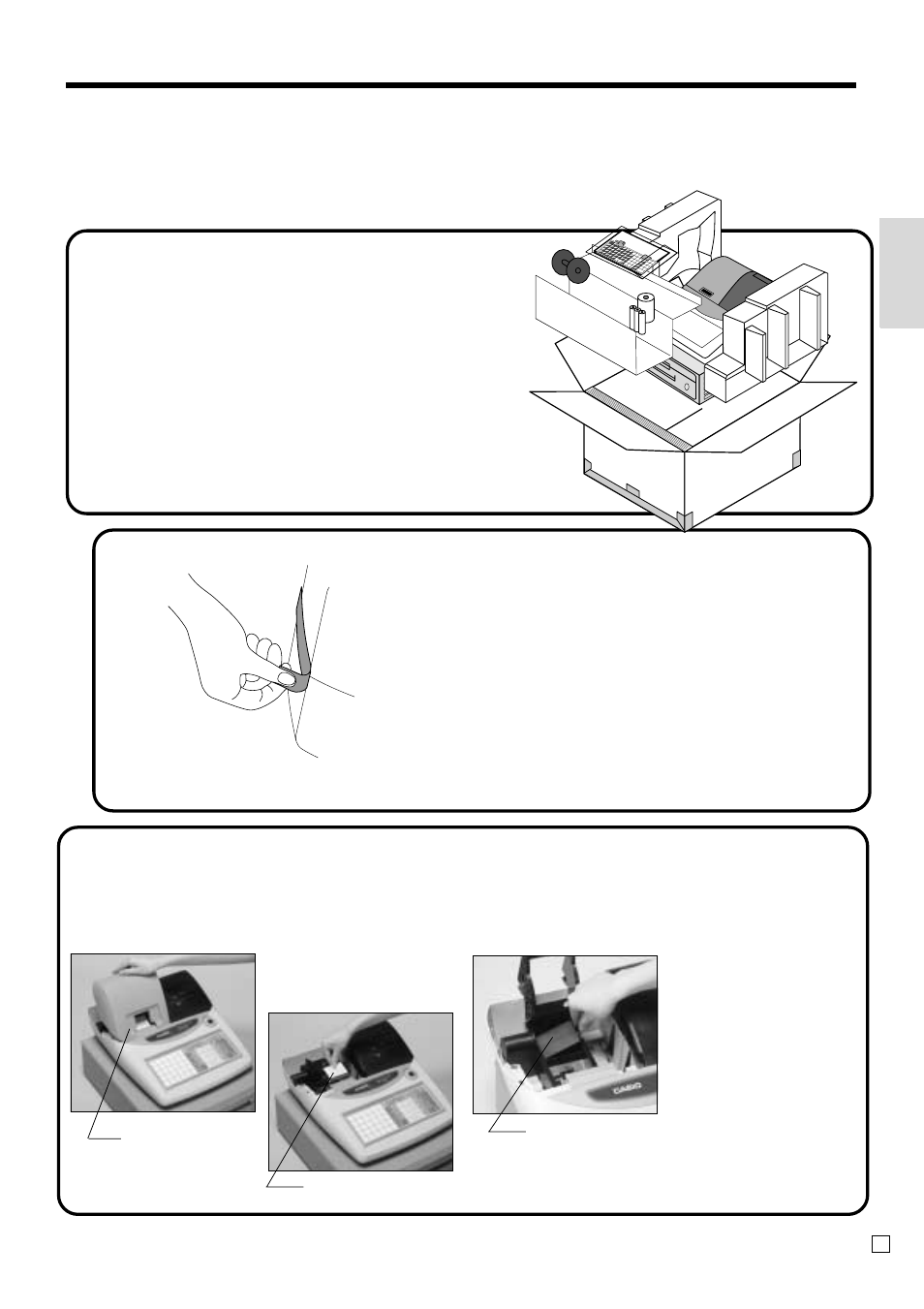 Getting started, Getting star ted, Remove the cash register from its box | Casio TK-T200 User Manual | Page 7 / 104
