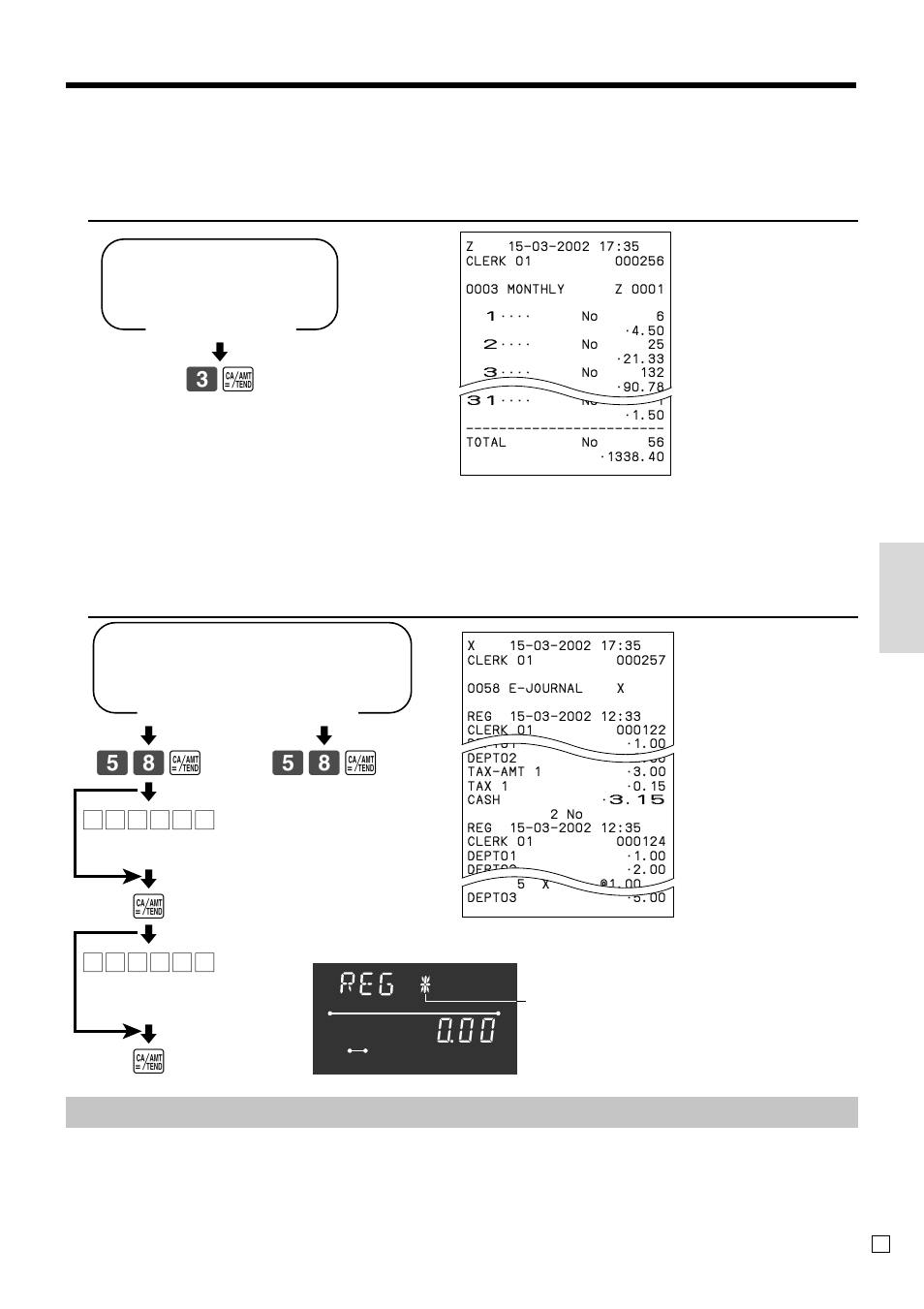 X mode, Z mode, X mode z mode | Con venient operations and setups, 3a read, Reset, 58 a, 58 a read: reset | Casio TK-T200 User Manual | Page 87 / 104