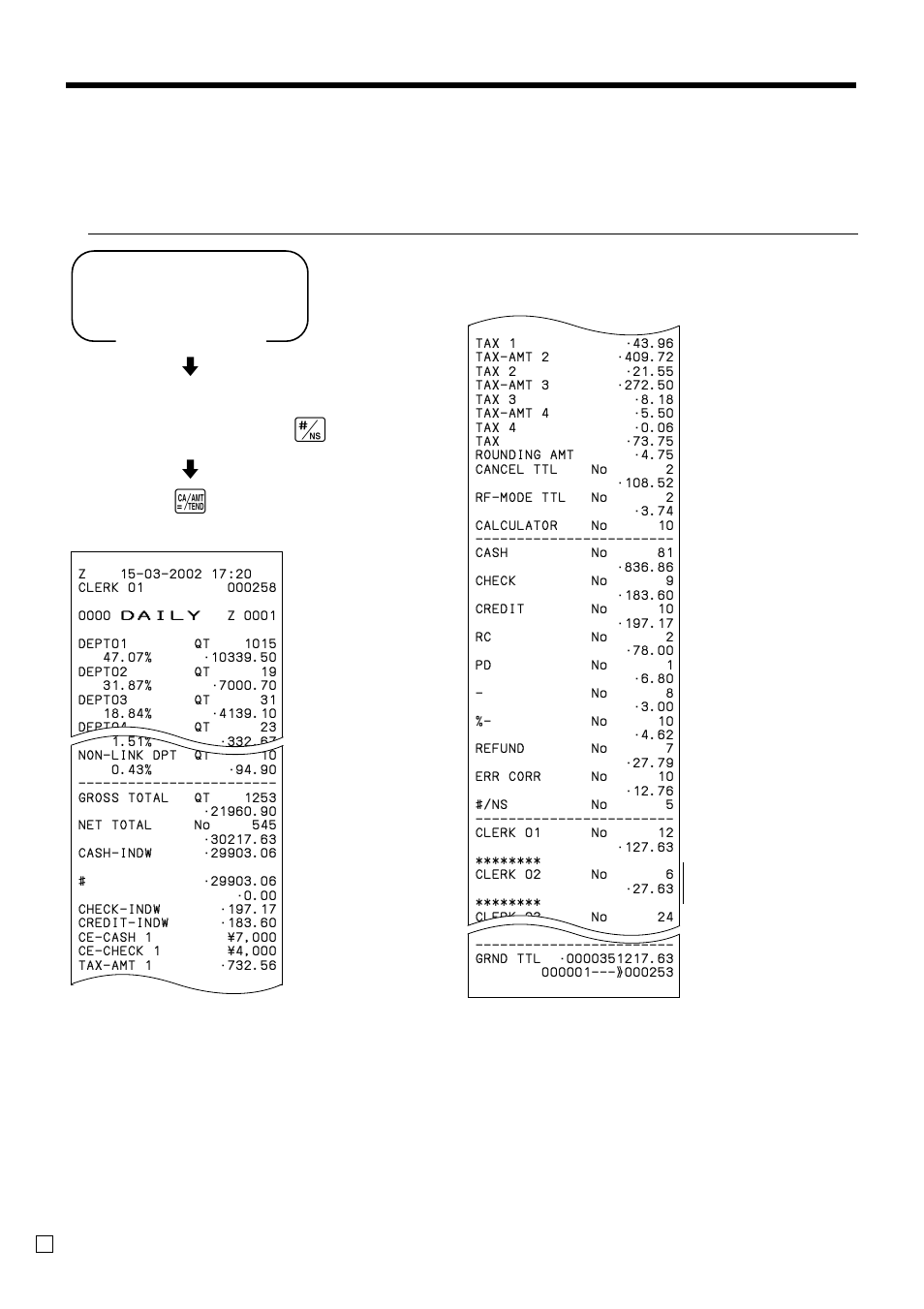 Convenient operations and setups, X mode, Z mode | Read, Reset, Mode switch, These items can be skipped by programming, Money declaration, Cash in drawer amount | Casio TK-T200 User Manual | Page 88 / 104