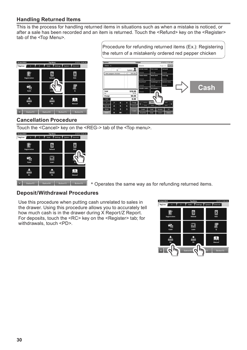 Cash | Casio V-R100 User Manual | Page 30 / 36