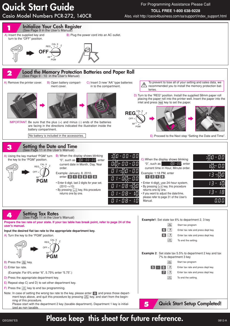 Casio PCR-272 Quick Start User Manual | 2 pages