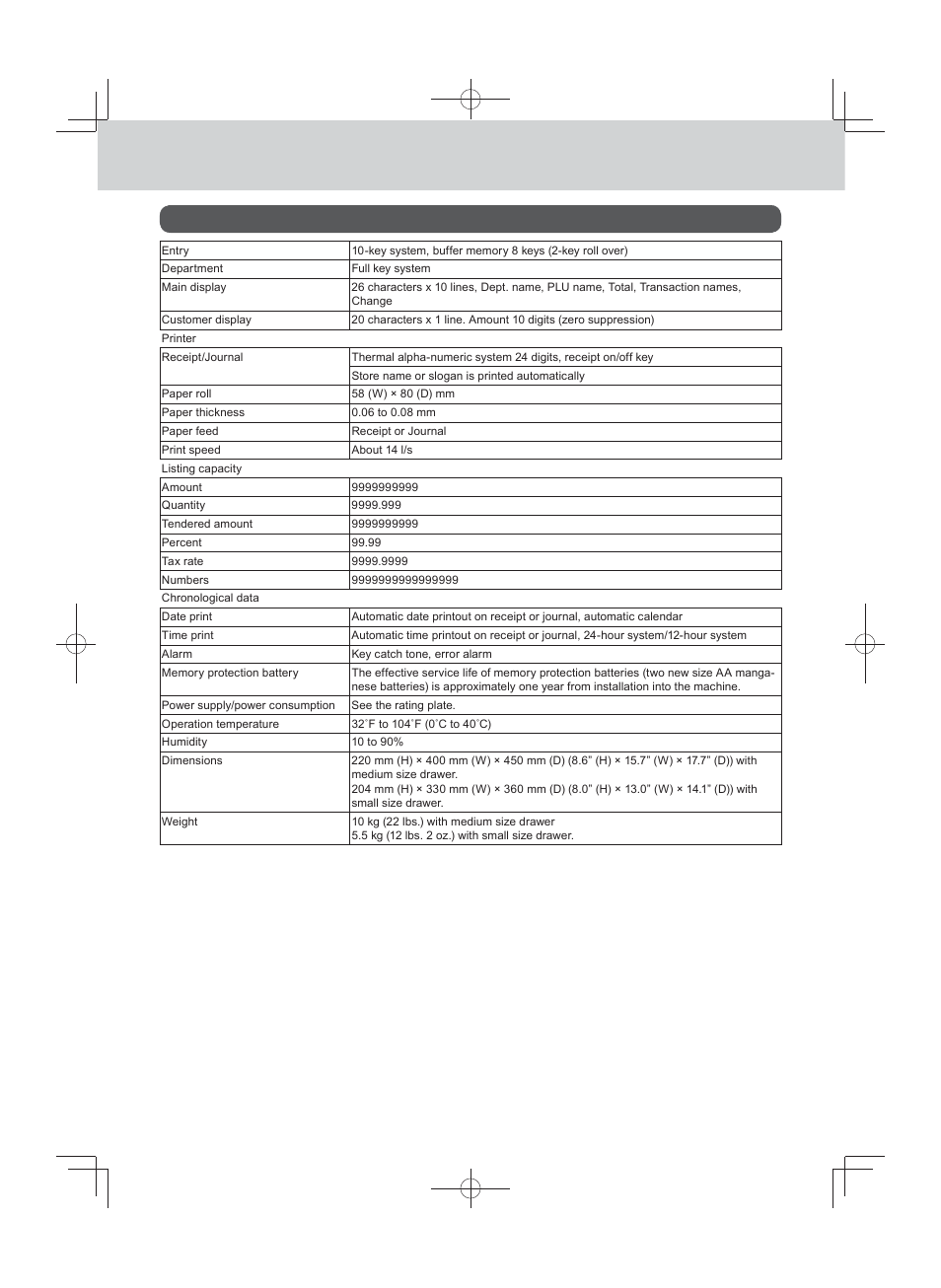 Advanced programmings and registrations, Specifi cations | Casio PCR-T500 User Manual | Page 102 / 102