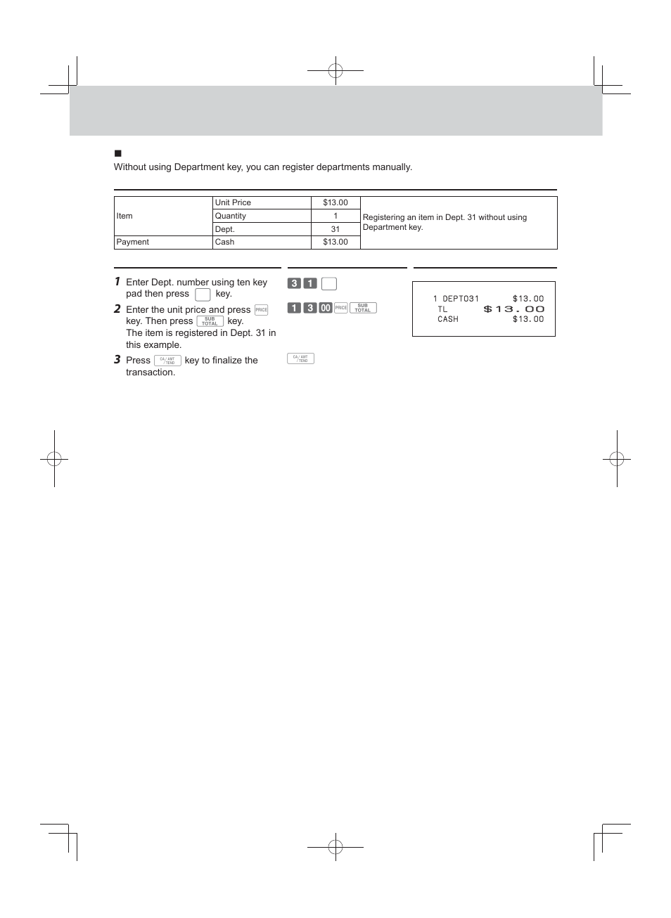 Department number entry | Casio PCR-T500 User Manual | Page 26 / 102