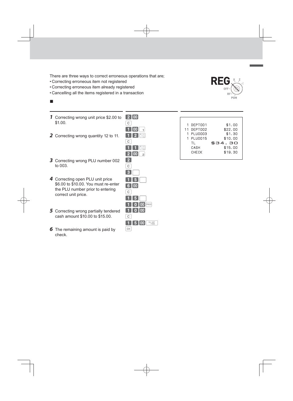 Ba sic func tion, Corrections | Casio PCR-T500 User Manual | Page 43 / 102