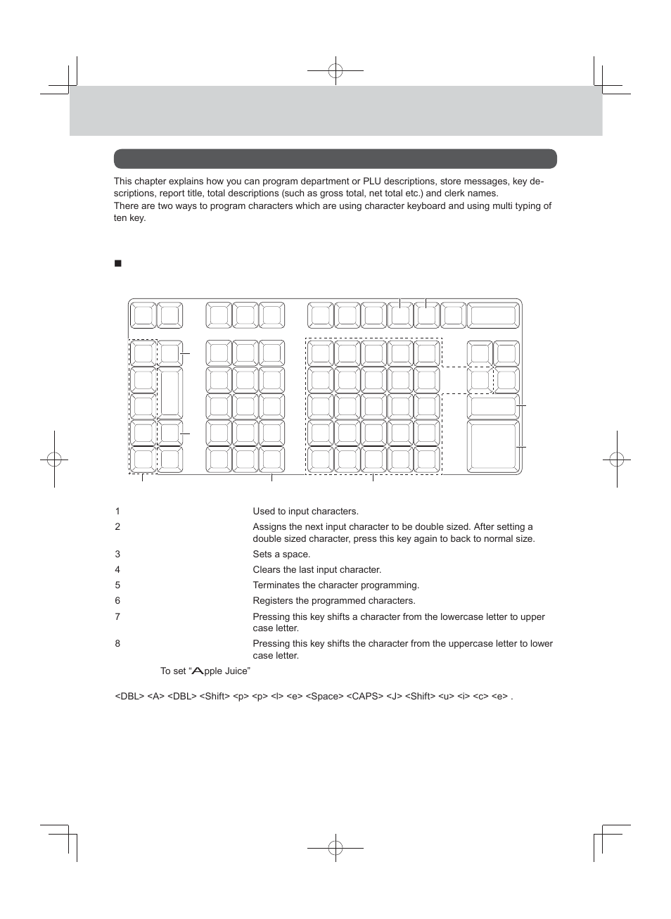 Advanced programmings and registrations, Using character keyboard, Character settings | Character keyboard | Casio PCR-T500 User Manual | Page 54 / 102
