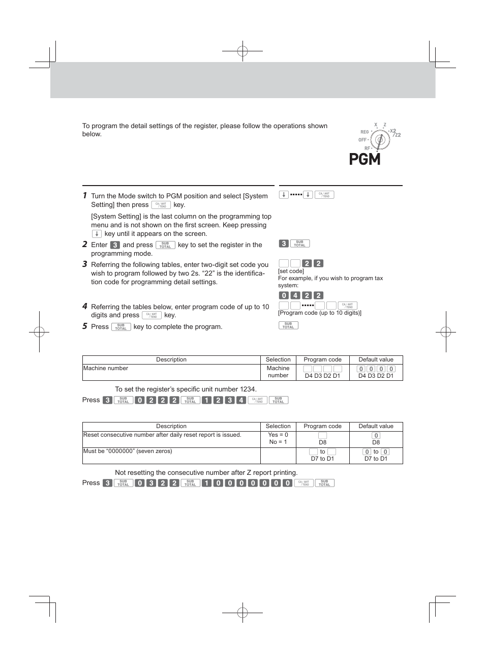 Advanced programmings and registrations, Programming detail settings | Casio PCR-T500 User Manual | Page 64 / 102