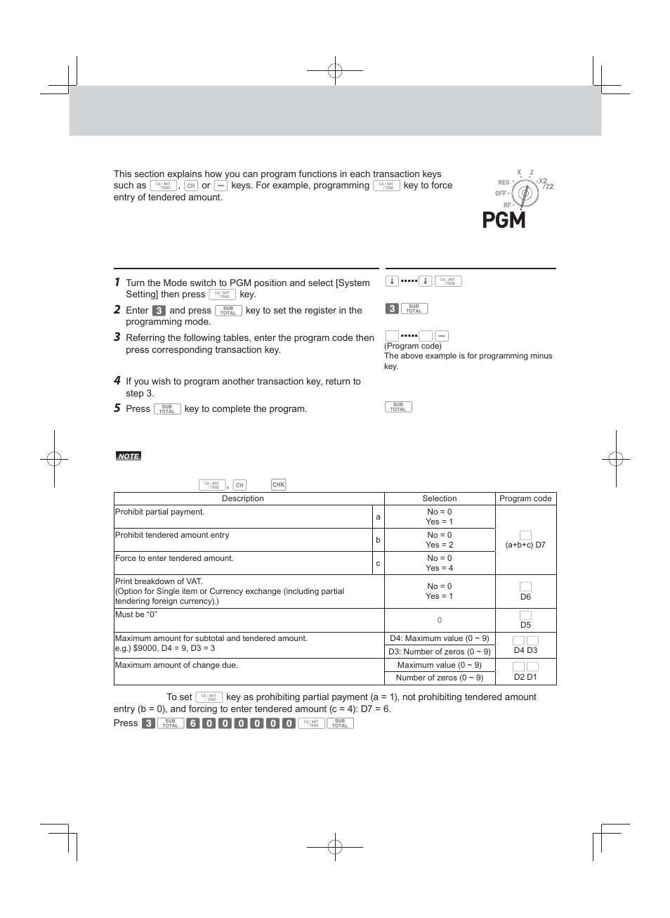 Advanced programmings and registrations, Programming functions of transaction keys | Casio PCR-T500 User Manual | Page 78 / 102