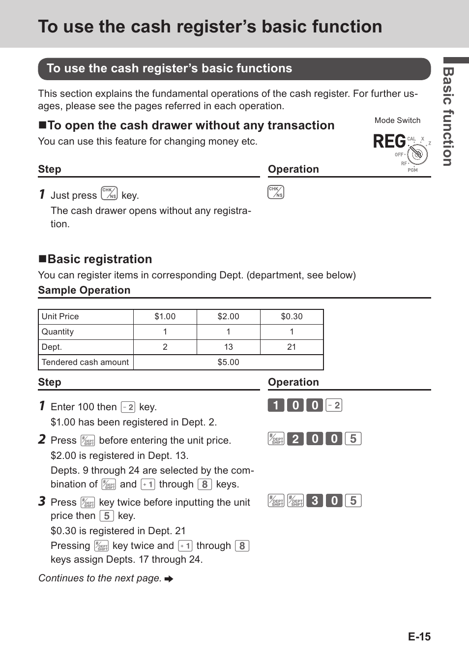 Bas ic fu nc tion, Basic registration | Casio PCR-T273 User Manual | Page 15 / 74