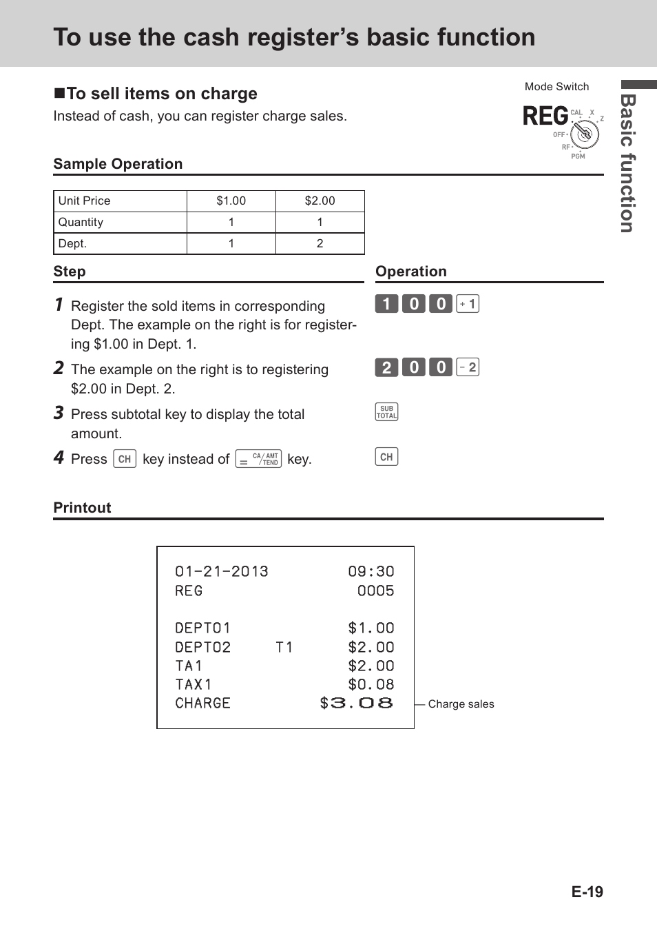 Bas ic fu nc tion | Casio PCR-T273 User Manual | Page 19 / 74