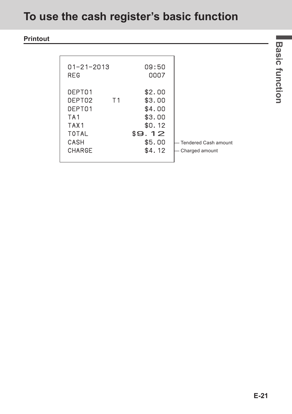 Bas ic fu nc tion | Casio PCR-T273 User Manual | Page 21 / 74