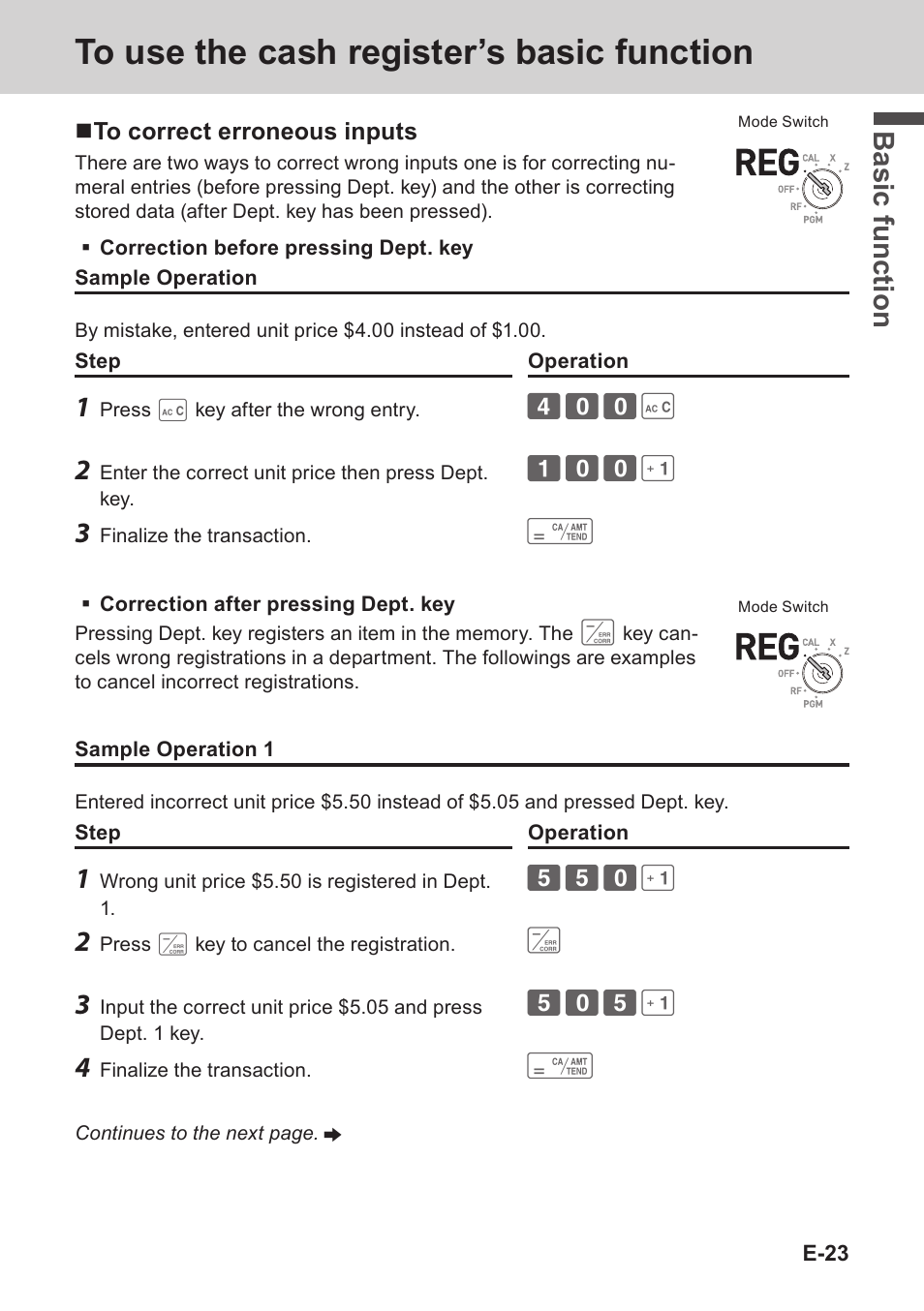 Bas ic fu nc tion | Casio PCR-T273 User Manual | Page 23 / 74