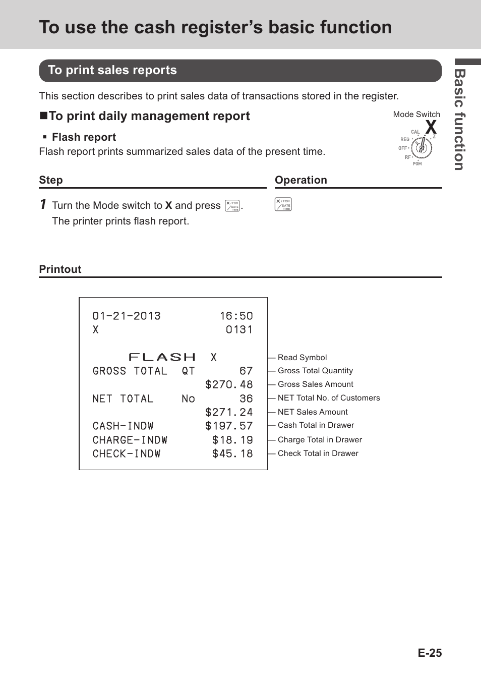 Bas ic fu nc tion | Casio PCR-T273 User Manual | Page 25 / 74