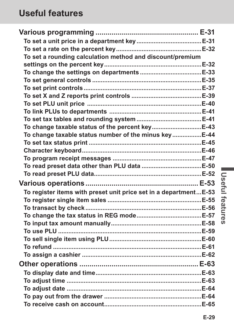 Useful features | Casio PCR-T273 User Manual | Page 29 / 74